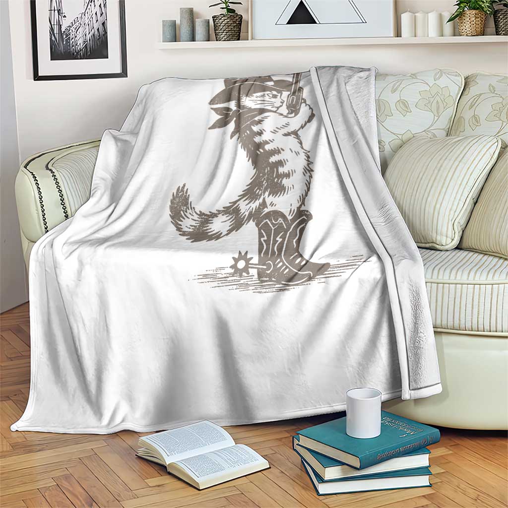 Vintage Cowboy Cat Throw Blanket Retro 90s Western Country Rodeo Kitten Cowgirl TS10 Print Your Wear