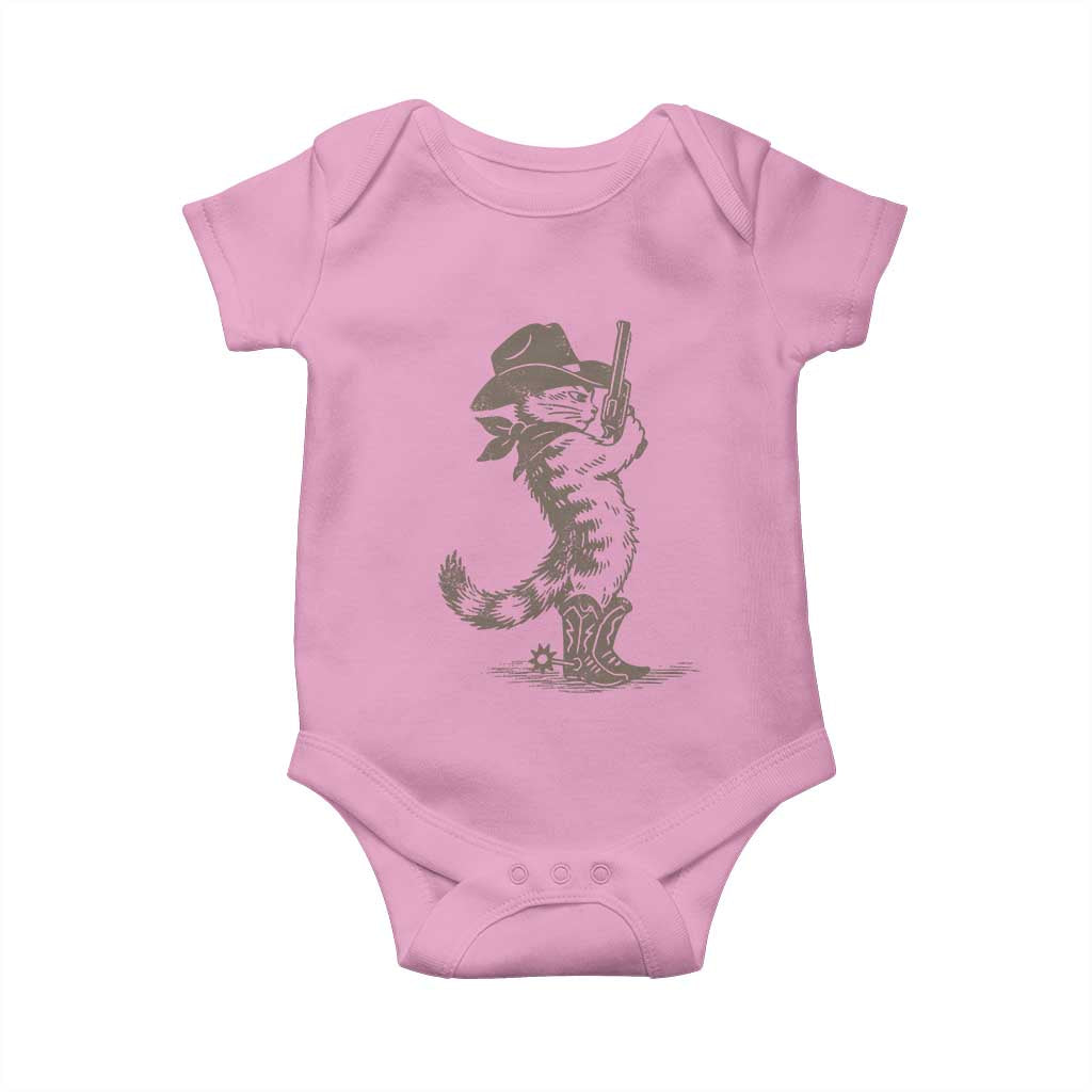 Vintage Cowboy Cat Baby Onesie Retro 90s Western Country Rodeo Kitten Cowgirl TS10 Light Pink Print Your Wear