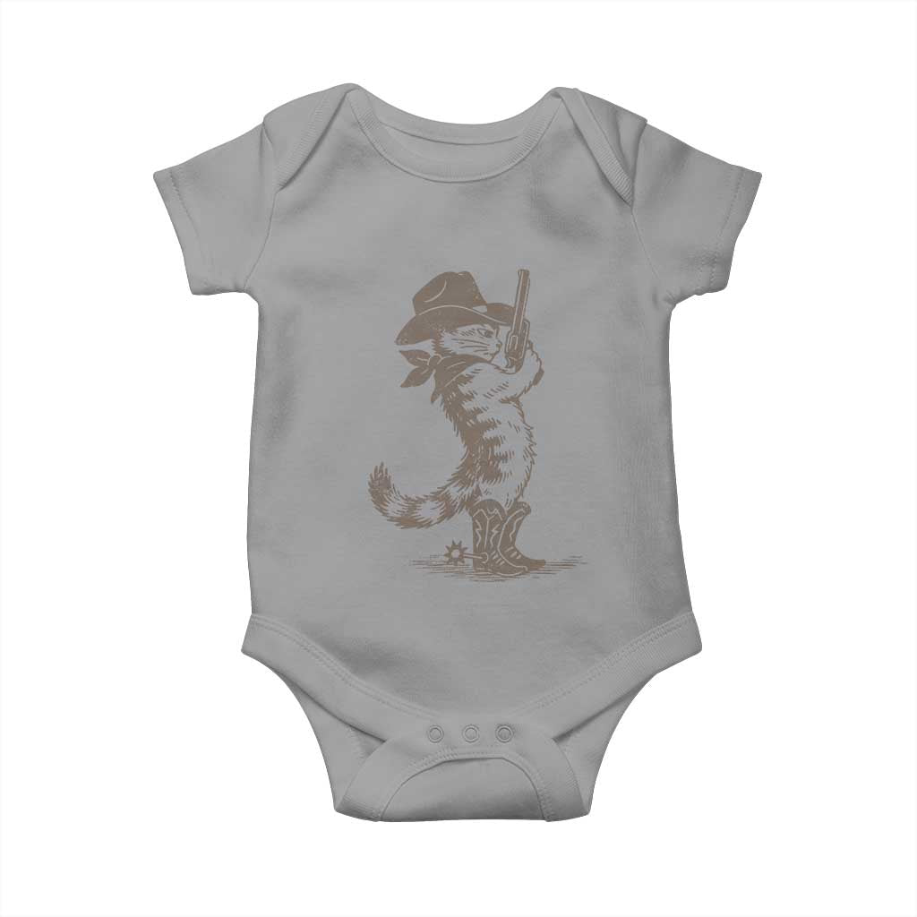 Vintage Cowboy Cat Baby Onesie Retro 90s Western Country Rodeo Kitten Cowgirl TS10 Sport Gray Print Your Wear
