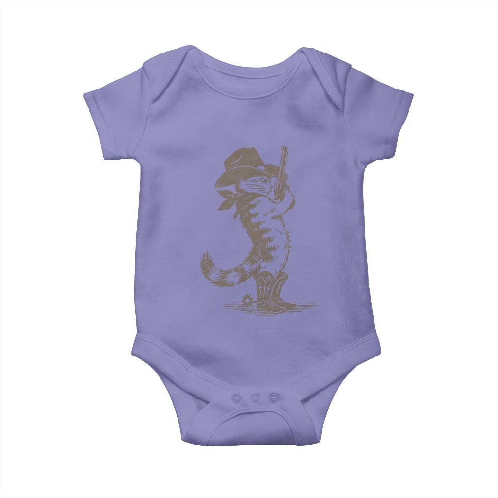 Vintage Cowboy Cat Baby Onesie Retro 90s Western Country Rodeo Kitten Cowgirl TS10 Violet Print Your Wear