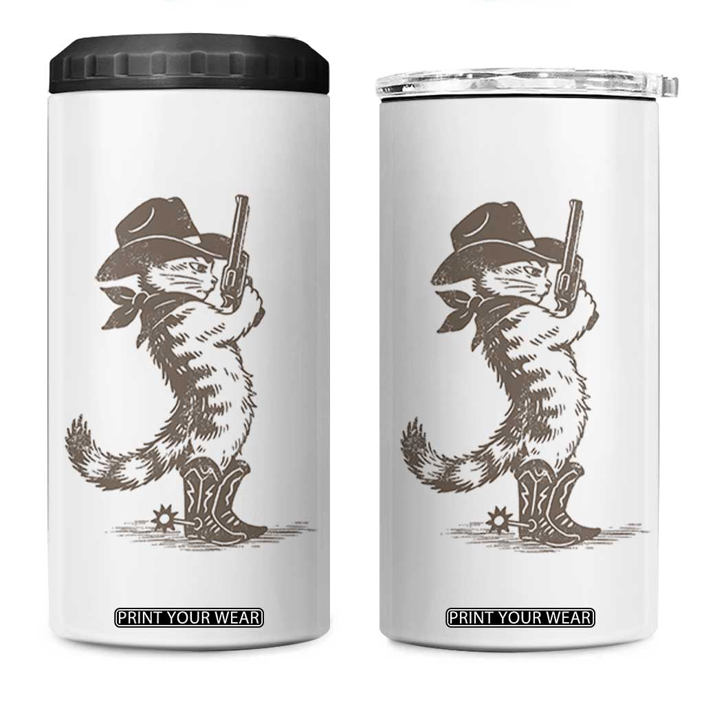 Vintage Cowboy Cat 4 in 1 Can Cooler Tumbler Retro 90s Western Country Rodeo Kitten Cowgirl TS10 One Size: 16 oz White Print Your Wear