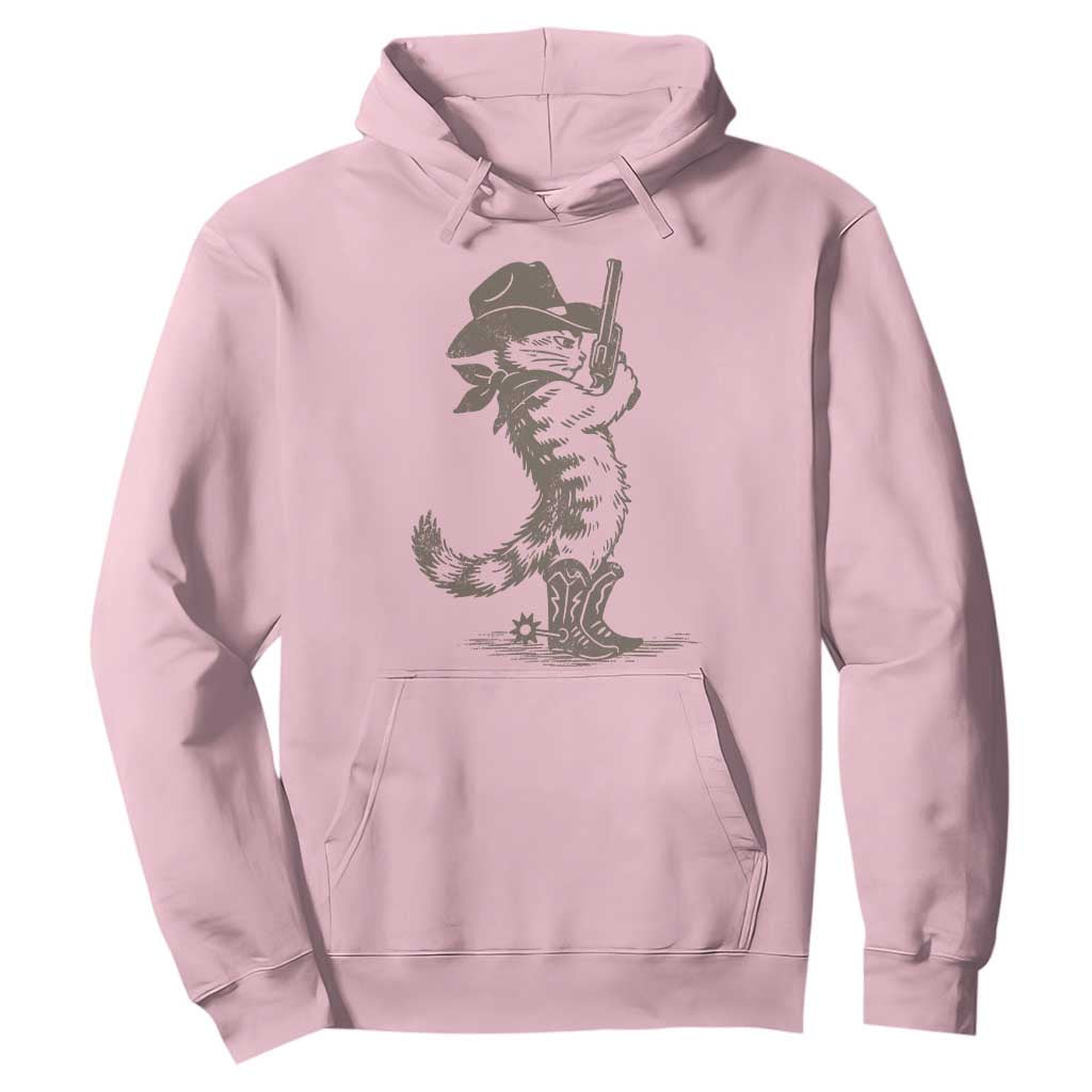 Vintage Cowboy Cat Hoodie Retro 90s Western Country Rodeo Kitten Cowgirl TS10 Light Pink Print Your Wear