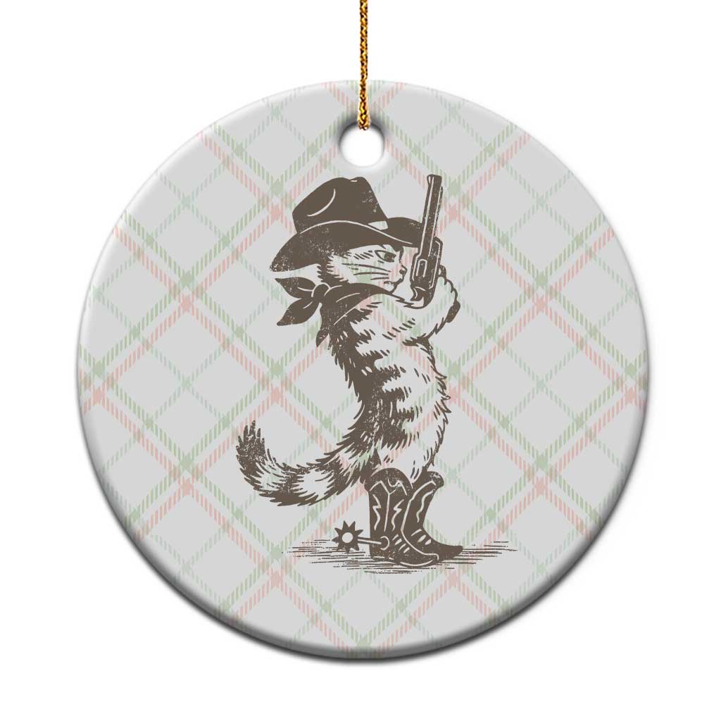 Vintage Cowboy Cat Ceramic Ornament Retro 90s Western Country Rodeo Kitten Cowgirl TS10 1pc Christmas Plaid Print Your Wear