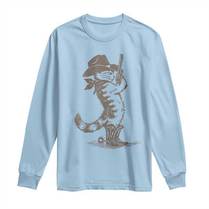 Vintage Cowboy Cat Long Sleeve Shirt Retro 90s Western Country Rodeo Kitten Cowgirl TS10 Light Blue Print Your Wear
