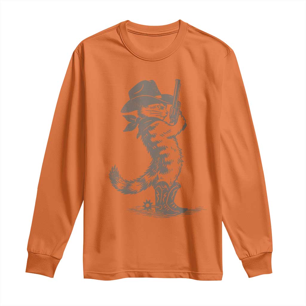 Vintage Cowboy Cat Long Sleeve Shirt Retro 90s Western Country Rodeo Kitten Cowgirl TS10 Orange Print Your Wear