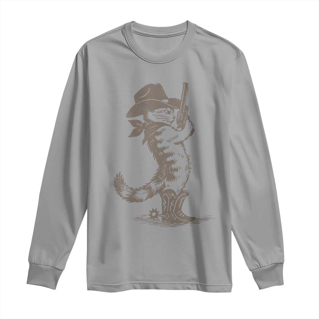Vintage Cowboy Cat Long Sleeve Shirt Retro 90s Western Country Rodeo Kitten Cowgirl TS10 Sport Gray Print Your Wear