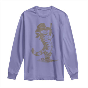 Vintage Cowboy Cat Long Sleeve Shirt Retro 90s Western Country Rodeo Kitten Cowgirl TS10 Violet Print Your Wear