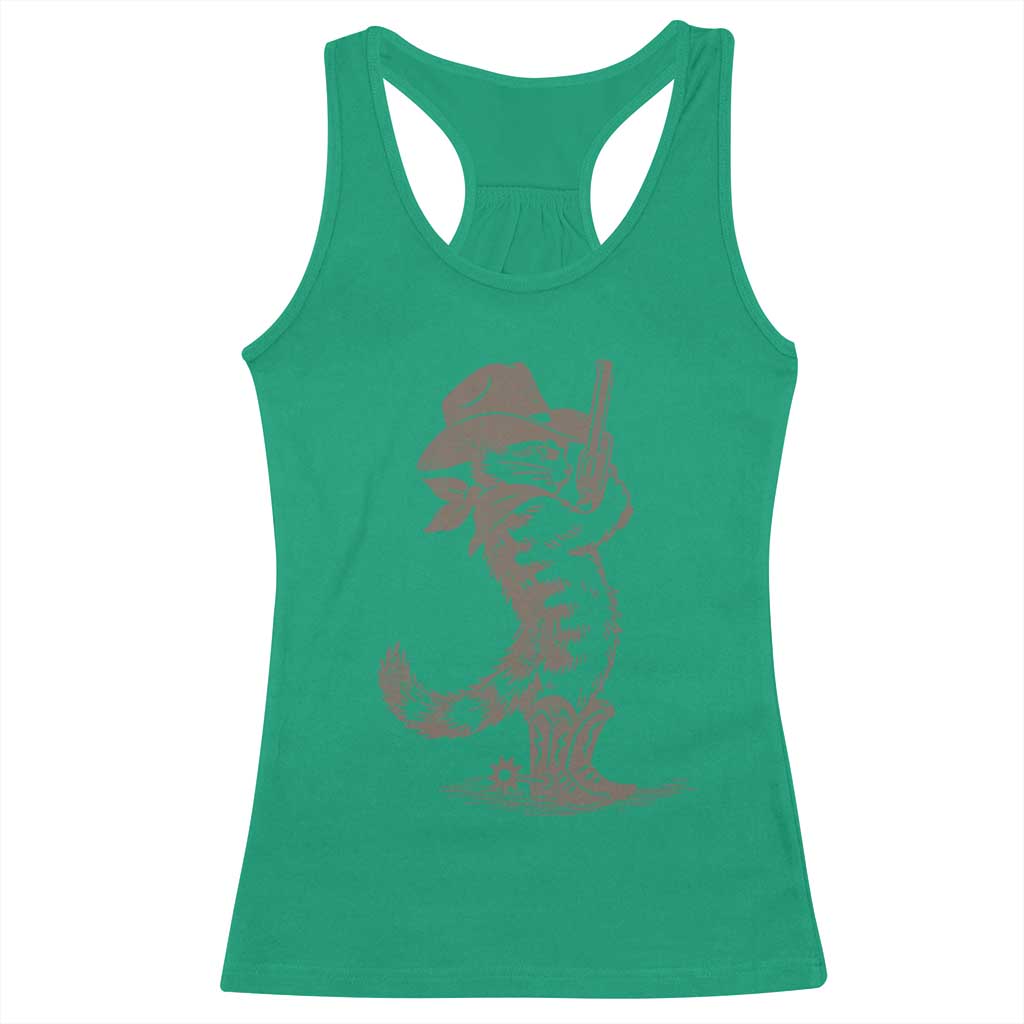 Vintage Cowboy Cat Racerback Tank Top Retro 90s Western Country Rodeo Kitten Cowgirl TS10 Irish Green Print Your Wear