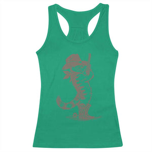 Vintage Cowboy Cat Racerback Tank Top Retro 90s Western Country Rodeo Kitten Cowgirl TS10 Irish Green Print Your Wear