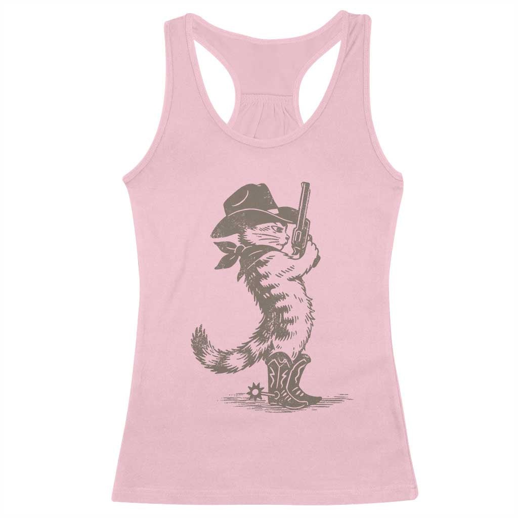 Vintage Cowboy Cat Racerback Tank Top Retro 90s Western Country Rodeo Kitten Cowgirl TS10 Light Pink Print Your Wear