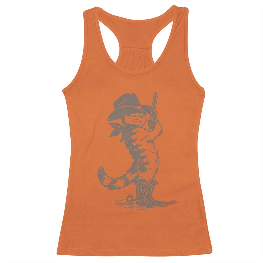 Vintage Cowboy Cat Racerback Tank Top Retro 90s Western Country Rodeo Kitten Cowgirl TS10 Orange Print Your Wear