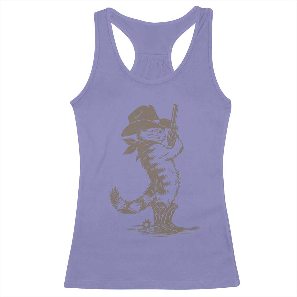 Vintage Cowboy Cat Racerback Tank Top Retro 90s Western Country Rodeo Kitten Cowgirl TS10 Violet Print Your Wear