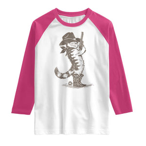 Vintage Cowboy Cat Raglan Shirt Retro 90s Western Country Rodeo Kitten Cowgirl TS10 White Heliconia Print Your Wear