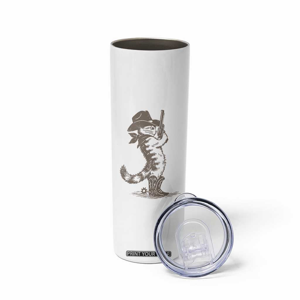 Vintage Cowboy Cat Skinny Tumbler Retro 90s Western Country Rodeo Kitten Cowgirl TS10 Print Your Wear