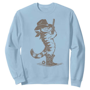 Vintage Cowboy Cat Sweatshirt Retro 90s Western Country Rodeo Kitten Cowgirl TS10 Light Blue Print Your Wear