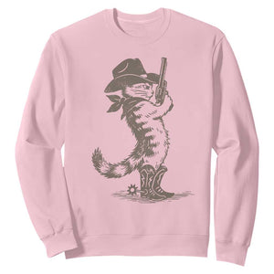 Vintage Cowboy Cat Sweatshirt Retro 90s Western Country Rodeo Kitten Cowgirl TS10 Light Pink Print Your Wear
