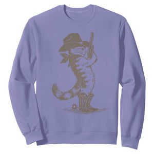 Vintage Cowboy Cat Sweatshirt Retro 90s Western Country Rodeo Kitten Cowgirl TS10 Violet Print Your Wear