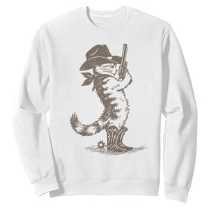 Vintage Cowboy Cat Sweatshirt Retro 90s Western Country Rodeo Kitten Cowgirl TS10 White Print Your Wear