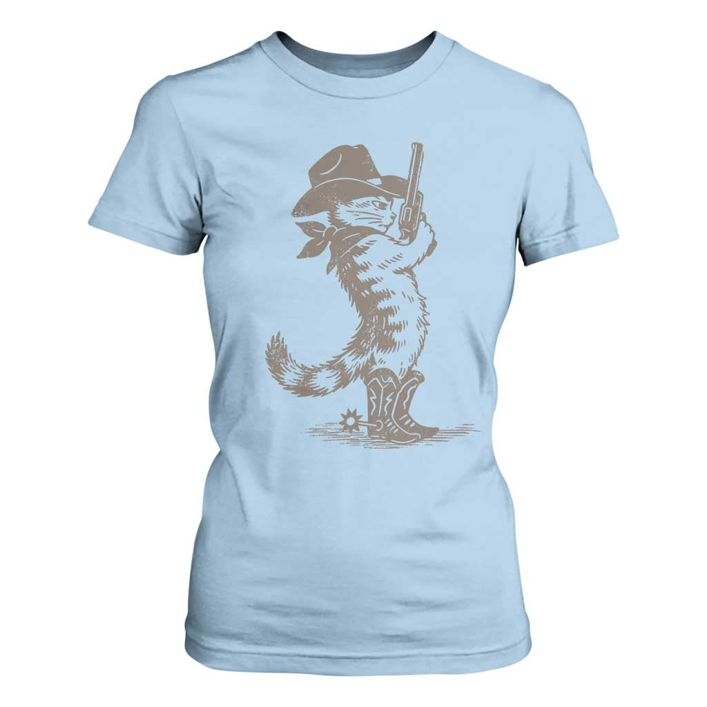 Vintage Cowboy Cat T Shirt For Women Retro 90s Western Country Rodeo Kitten Cowgirl TS10 Light Blue Print Your Wear