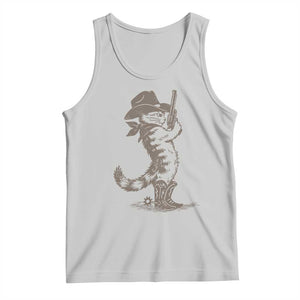 Vintage Cowboy Cat Tank Top Retro 90s Western Country Rodeo Kitten Cowgirl TS10 Ash Print Your Wear