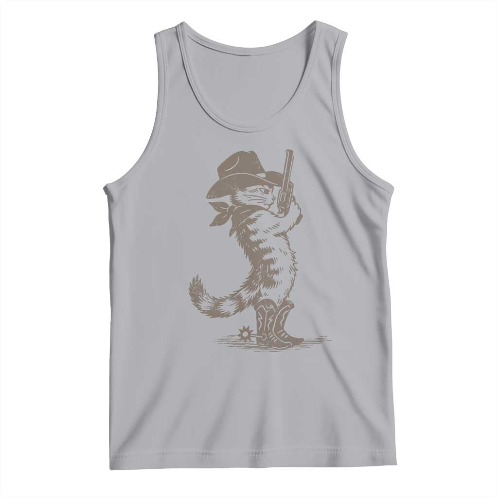 Vintage Cowboy Cat Tank Top Retro 90s Western Country Rodeo Kitten Cowgirl TS10 Athletic Heather Print Your Wear