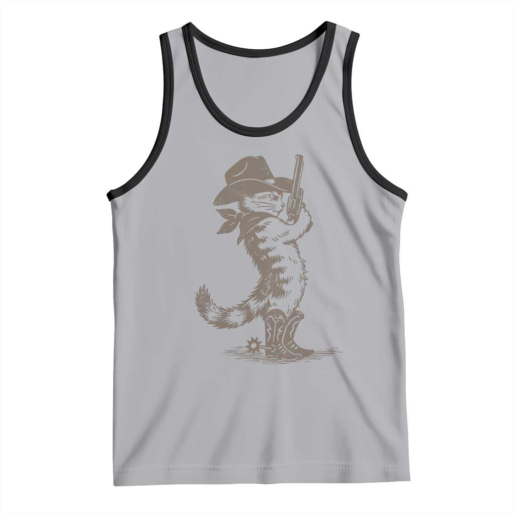 Vintage Cowboy Cat Tank Top Retro 90s Western Country Rodeo Kitten Cowgirl TS10 Athletic Heather Black Print Your Wear