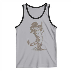 Vintage Cowboy Cat Tank Top Retro 90s Western Country Rodeo Kitten Cowgirl TS10 Athletic Heather Black Print Your Wear