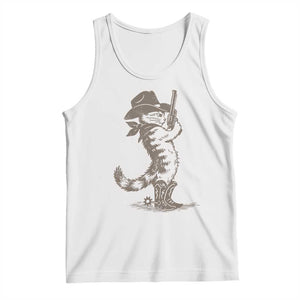 Vintage Cowboy Cat Tank Top Retro 90s Western Country Rodeo Kitten Cowgirl TS10 White Print Your Wear