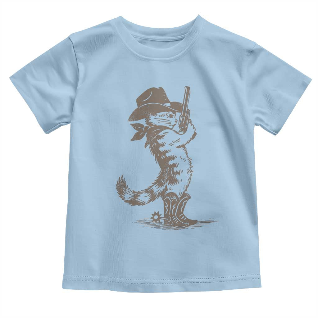 Vintage Cowboy Cat Toddler T Shirt Retro 90s Western Country Rodeo Kitten Cowgirl TS10 Light Blue Print Your Wear