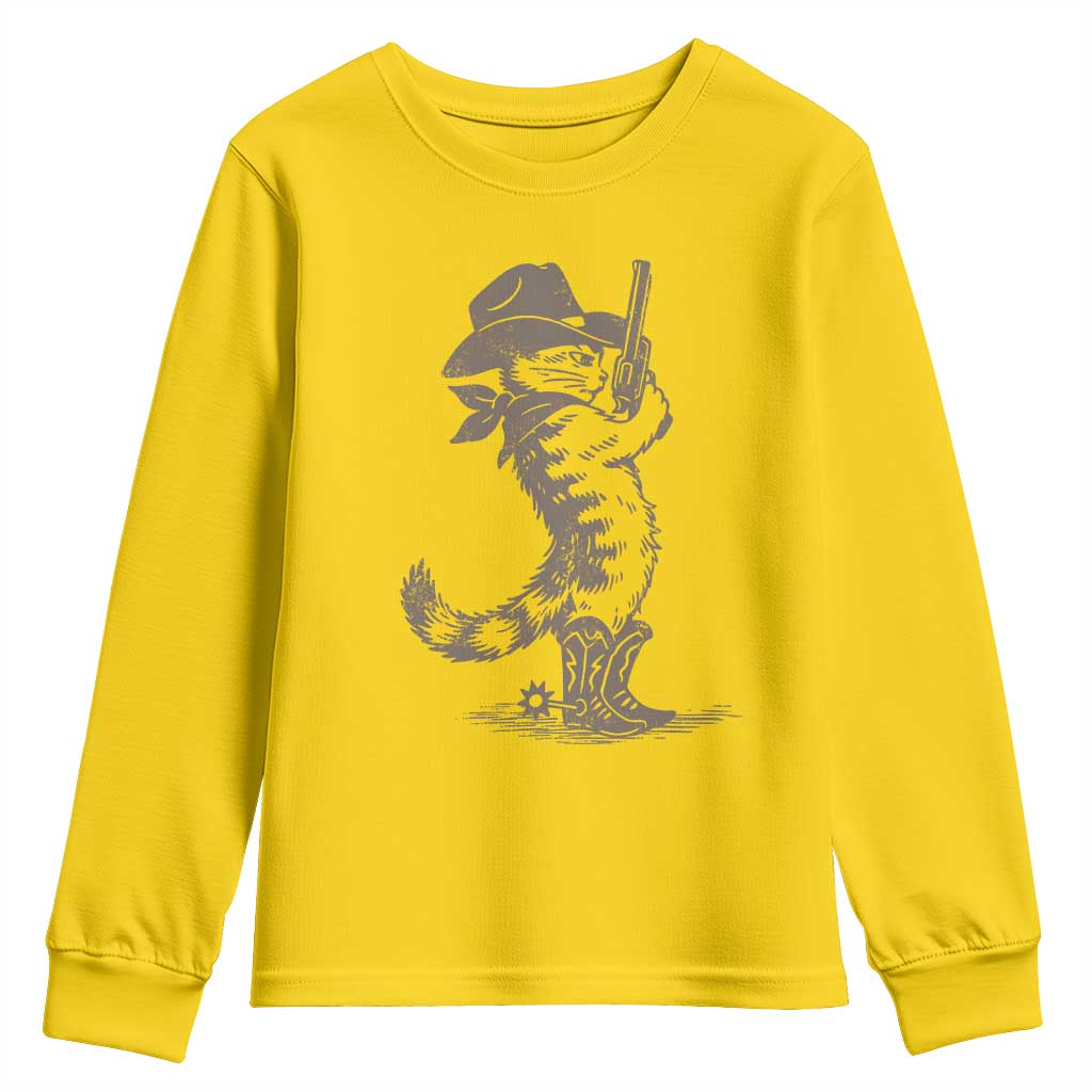 Vintage Cowboy Cat Youth Sweatshirt Retro 90s Western Country Rodeo Kitten Cowgirl TS10 Daisy Print Your Wear