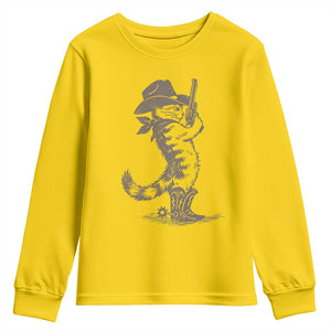 Vintage Cowboy Cat Youth Sweatshirt Retro 90s Western Country Rodeo Kitten Cowgirl TS10 Daisy Print Your Wear