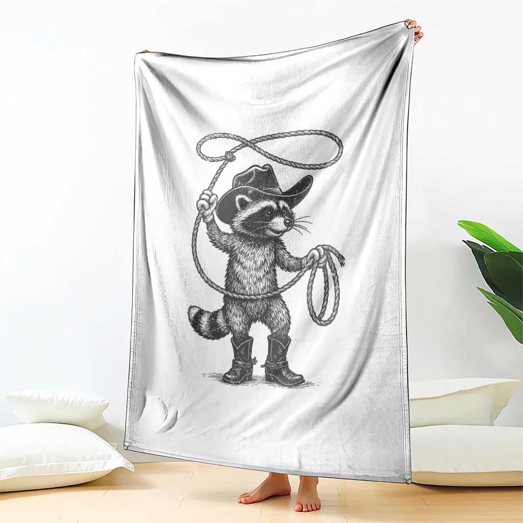 Vintage Raccoon Cowboy Throw Blanket Cowgirl Trash Panda Western Country Meme TS10 Print Your Wear
