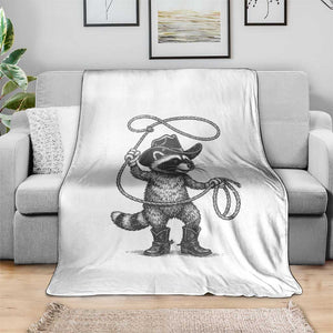 Vintage Raccoon Cowboy Throw Blanket Cowgirl Trash Panda Western Country Meme TS10 Print Your Wear