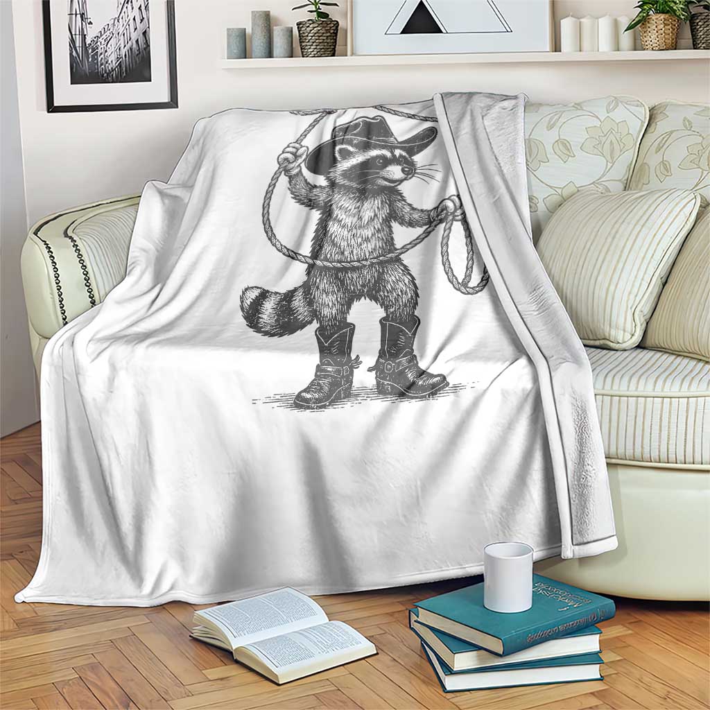 Vintage Raccoon Cowboy Throw Blanket Cowgirl Trash Panda Western Country Meme TS10 Print Your Wear