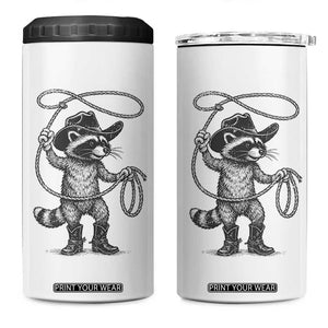 Vintage Raccoon Cowboy 4 in 1 Can Cooler Tumbler Cowgirl Trash Panda Western Country Meme TS10 One Size: 16 oz White Print Your Wear