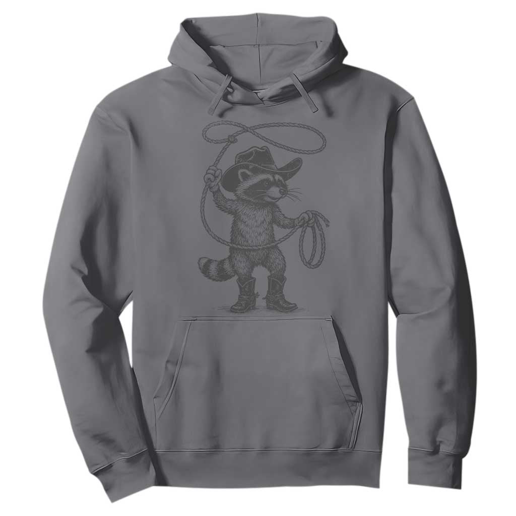 Vintage Raccoon Cowboy Hoodie Cowgirl Trash Panda Western Country Meme TS10 Charcoal Print Your Wear