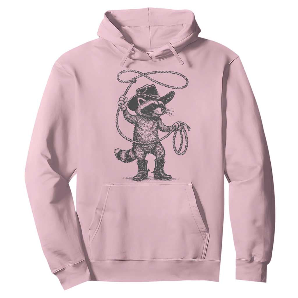 Vintage Raccoon Cowboy Hoodie Cowgirl Trash Panda Western Country Meme TS10 Light Pink Print Your Wear