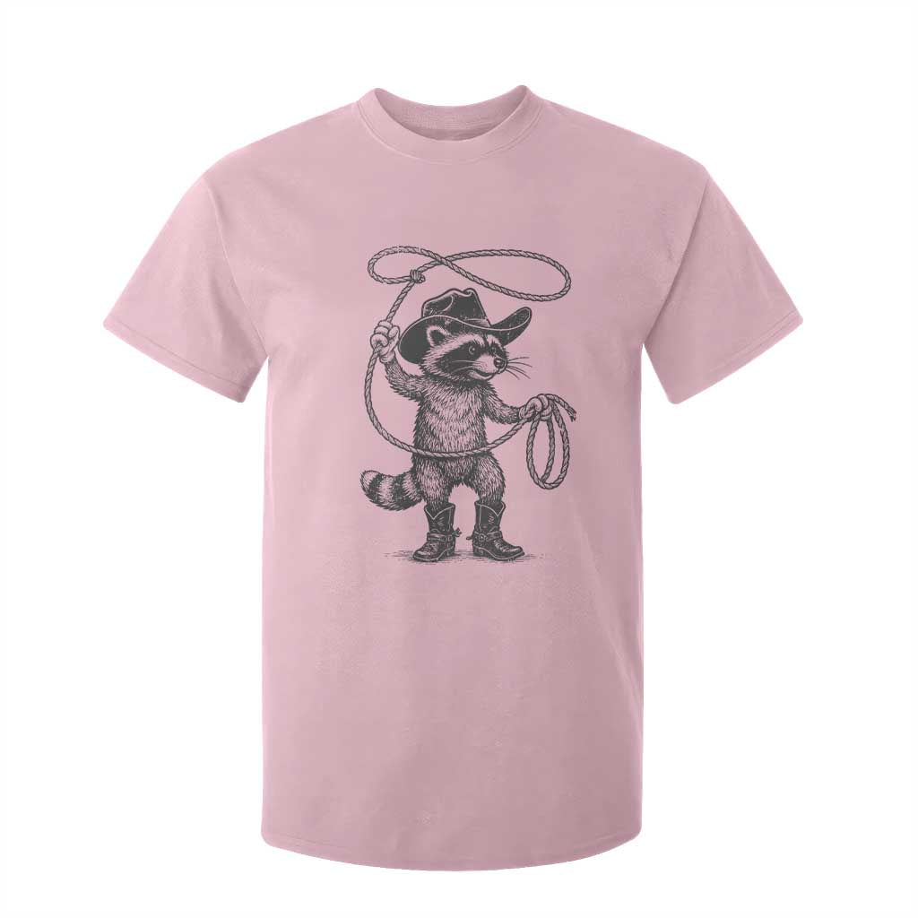 Vintage Raccoon Cowboy T Shirt For Kid Cowgirl Trash Panda Western Country Meme TS10 Light Pink Print Your Wear