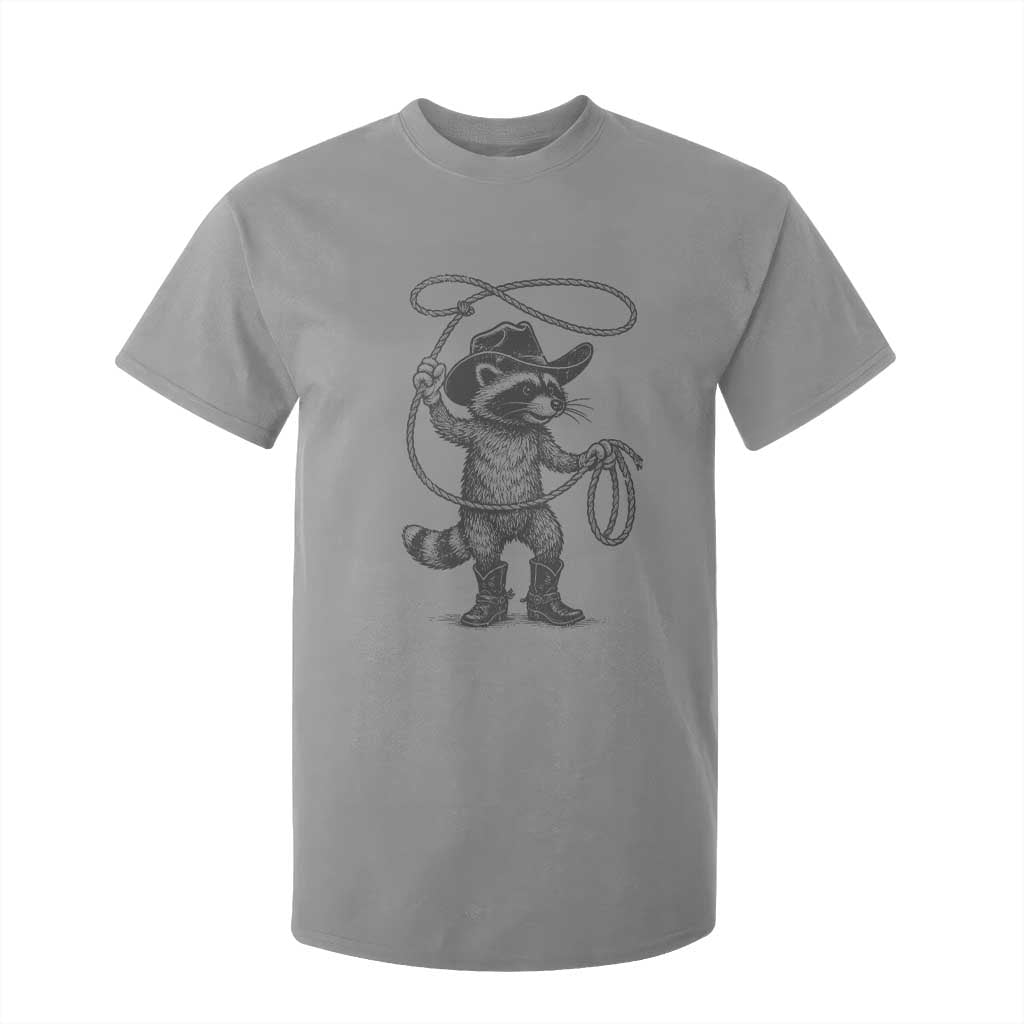 Vintage Raccoon Cowboy T Shirt For Kid Cowgirl Trash Panda Western Country Meme TS10 Sport Gray Print Your Wear