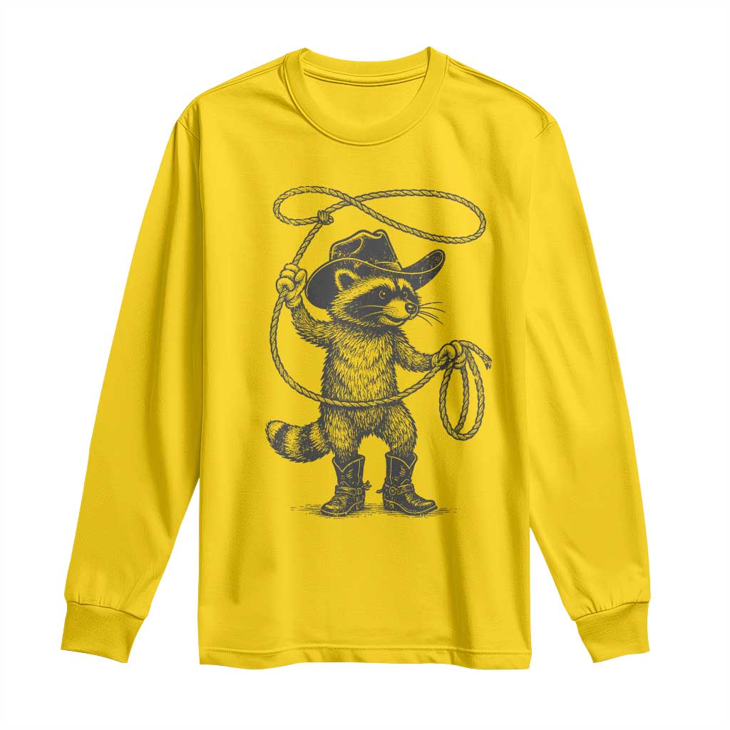 Vintage Raccoon Cowboy Long Sleeve Shirt Cowgirl Trash Panda Western Country Meme TS10 Daisy Print Your Wear