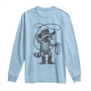 Vintage Raccoon Cowboy Long Sleeve Shirt Cowgirl Trash Panda Western Country Meme TS10 Light Blue Print Your Wear