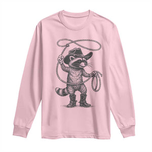 Vintage Raccoon Cowboy Long Sleeve Shirt Cowgirl Trash Panda Western Country Meme TS10 Light Pink Print Your Wear
