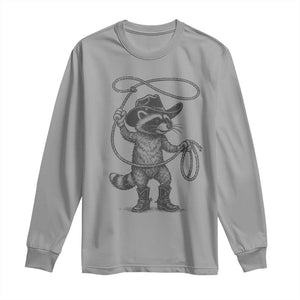Vintage Raccoon Cowboy Long Sleeve Shirt Cowgirl Trash Panda Western Country Meme TS10 Sport Gray Print Your Wear