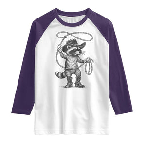 Vintage Raccoon Cowboy Raglan Shirt Cowgirl Trash Panda Western Country Meme TS10 White Purple Print Your Wear