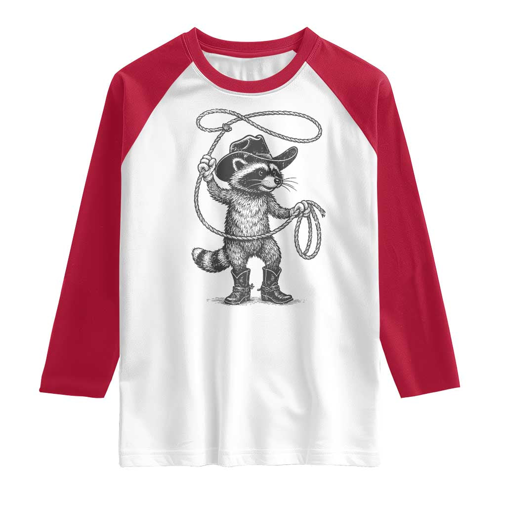 Vintage Raccoon Cowboy Raglan Shirt Cowgirl Trash Panda Western Country Meme TS10 White Red Print Your Wear