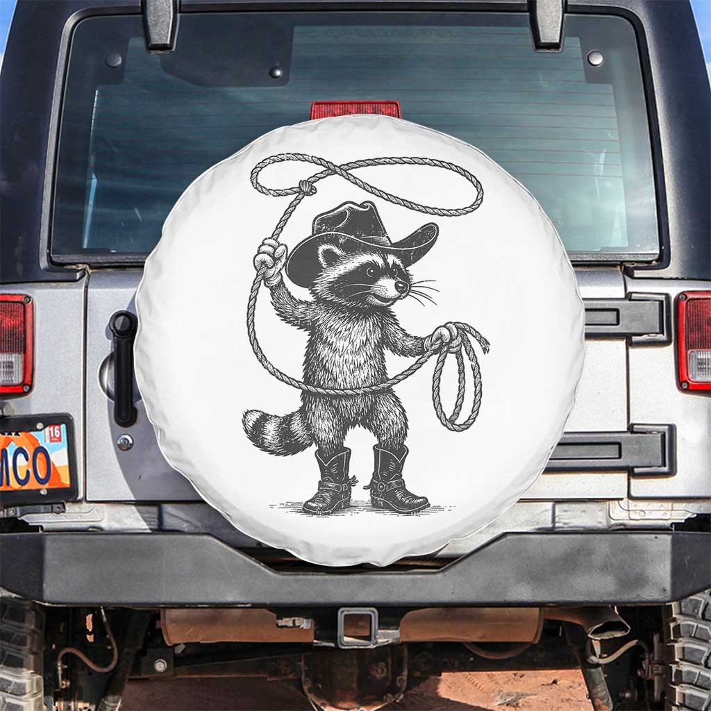 Vintage Raccoon Cowboy Spare Tire Cover Cowgirl Trash Panda Western Country Meme TS10 No hole White Print Your Wear
