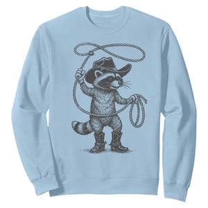 Vintage Raccoon Cowboy Sweatshirt Cowgirl Trash Panda Western Country Meme TS10 Light Blue Print Your Wear