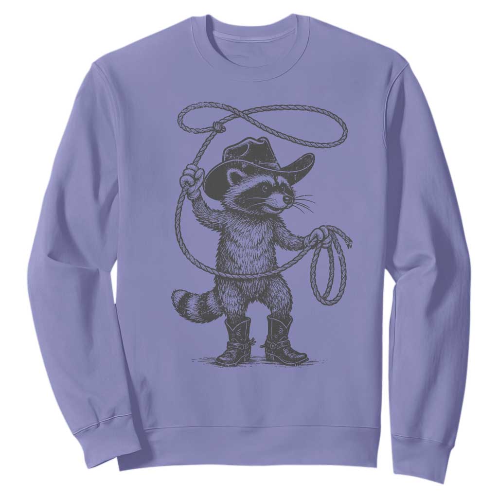Vintage Raccoon Cowboy Sweatshirt Cowgirl Trash Panda Western Country Meme TS10 Violet Print Your Wear