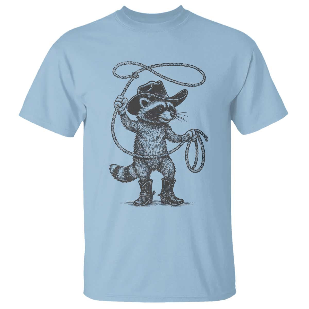 Vintage Raccoon Cowboy T Shirt Cowgirl Trash Panda Western Country Meme TS10 Light Blue Print Your Wear