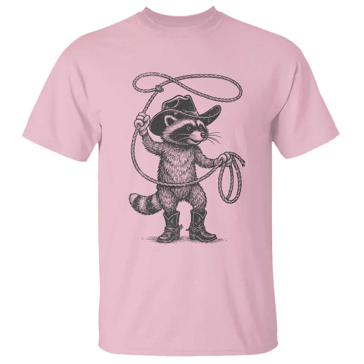 Vintage Raccoon Cowboy T Shirt Cowgirl Trash Panda Western Country Meme TS10 Light Pink Print Your Wear